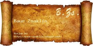 Baur Zsaklin névjegykártya